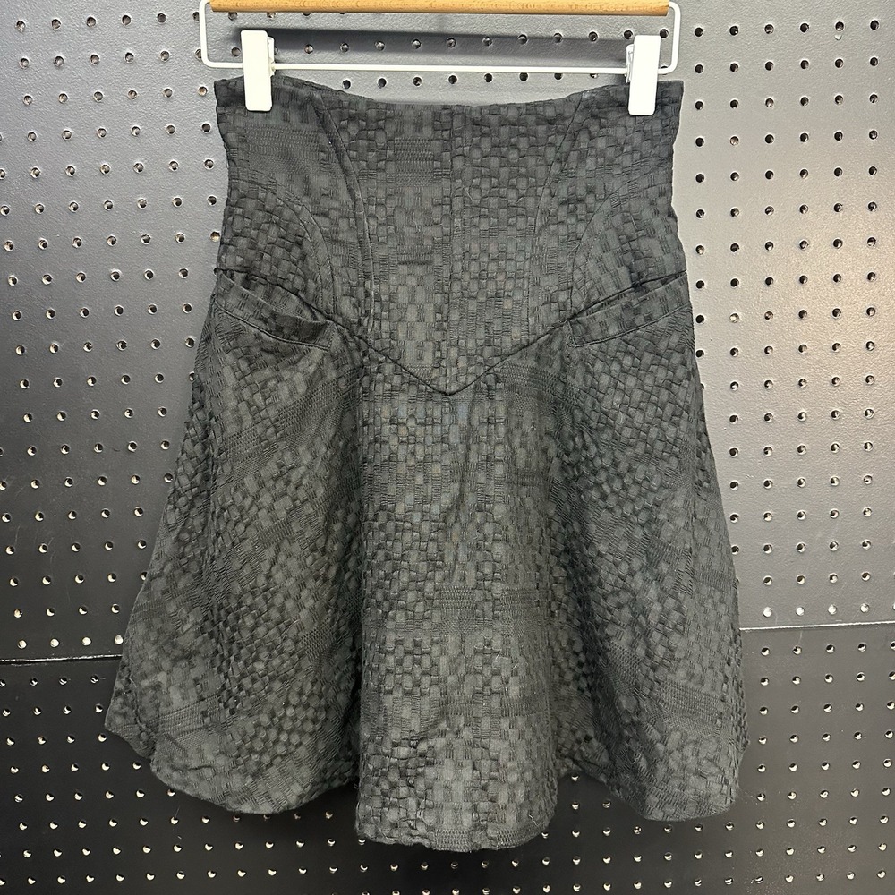Rachel‎ Comey Women's Embossed Flare Black Skirt 2002 Y2K NWT $410